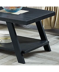 Streamdale Furniture Replicated Wood Shelf Coffee Table in Black Finish