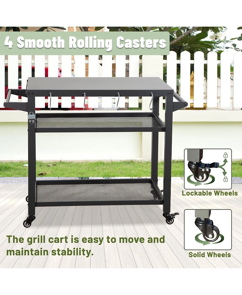 Rust-Proof Outdoor Cooking Prep Table with Ample Storage and Easy Mobility