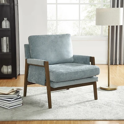 Streamdale Furniture Mid-Century Modern Velvet Accent Armchair, Blue