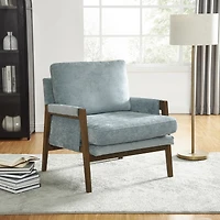 Streamdale Furniture Mid-Century Modern Velvet Accent Armchair, Blue
