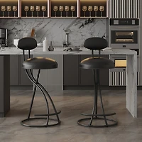 Simplie Fun Stylish and Comfortable Faux Leather Counter Height Barstools (Set of 2) with Footrest