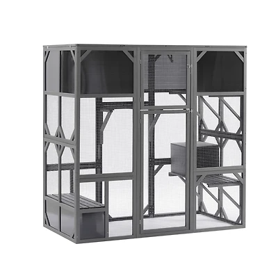Streamdale Furniture Spacious Cat Enclosure with Uv Roof and Multiple Platforms