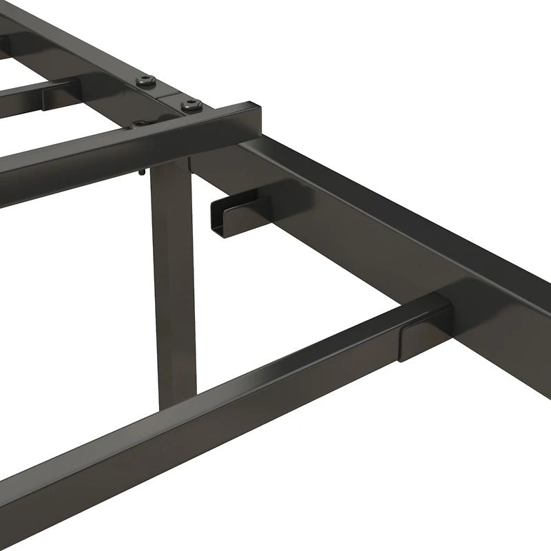 Simplie Fun Queen Size Bed Frame with Charging Station, Upholstered Headboard, Metal Platform, Grey