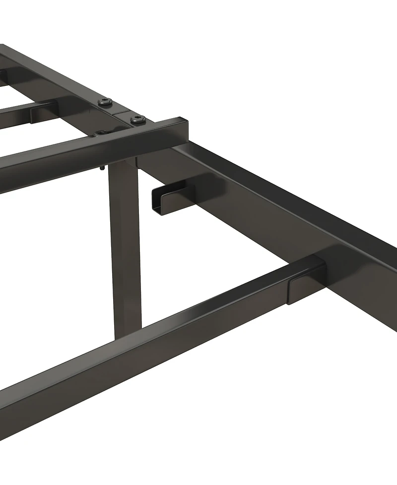 Simplie Fun Full Size Bed Frame with Charging Station, Upholstered Headboard, Metal Platform, Grey