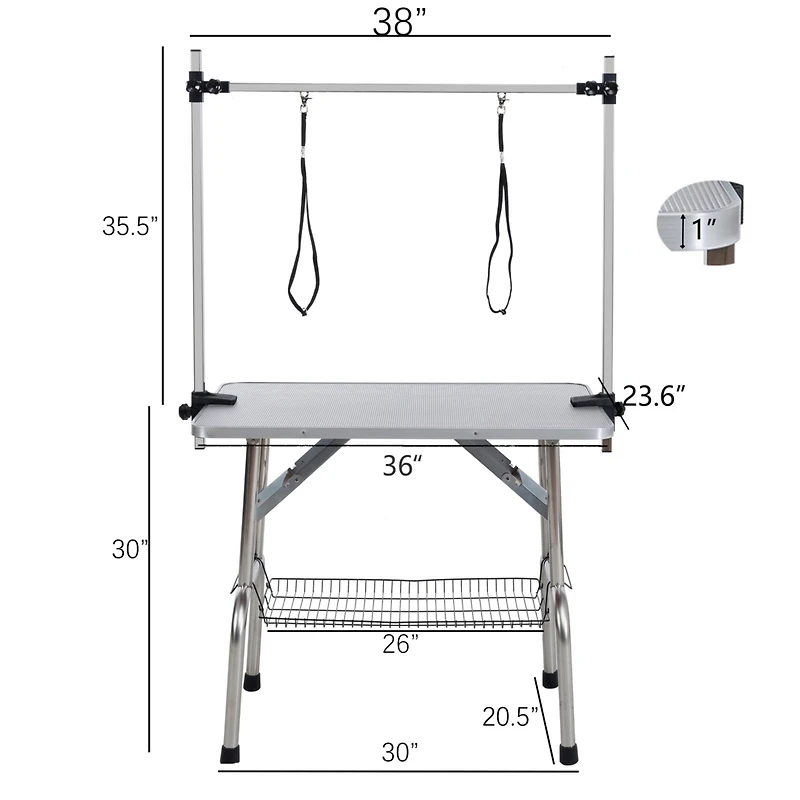 Streamdale Sturdy Foldable Pet Grooming Table with Storage