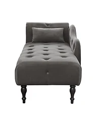 Streamdale Furniture Elegant Velvet Chaise Lounge with Tufted Buttons and Nailhead Trim