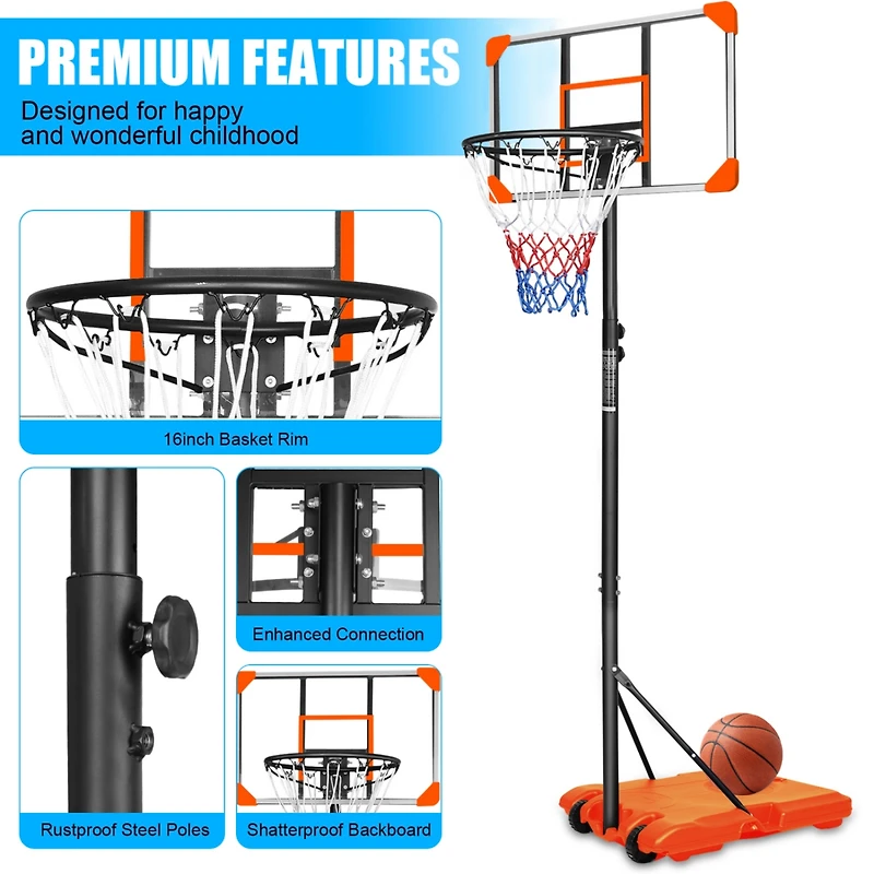 Streamdale Durable Basketball System with Adjustable Hoop for Indoor/Outdoor Play