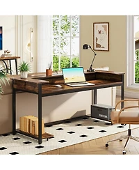 Tribesigns Large Computer Desk with Monitor Shelf for Writing Study, 70.9 inches Corner Table with Cpu Stand and Headphone Hooks for Home Office Works