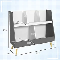 Qaba 2 Tier Kids Bookcase Toy Shelf with 5 Compartments,