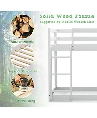 Twin Size Bunk Bed with Convertible Bookcase and Ladder