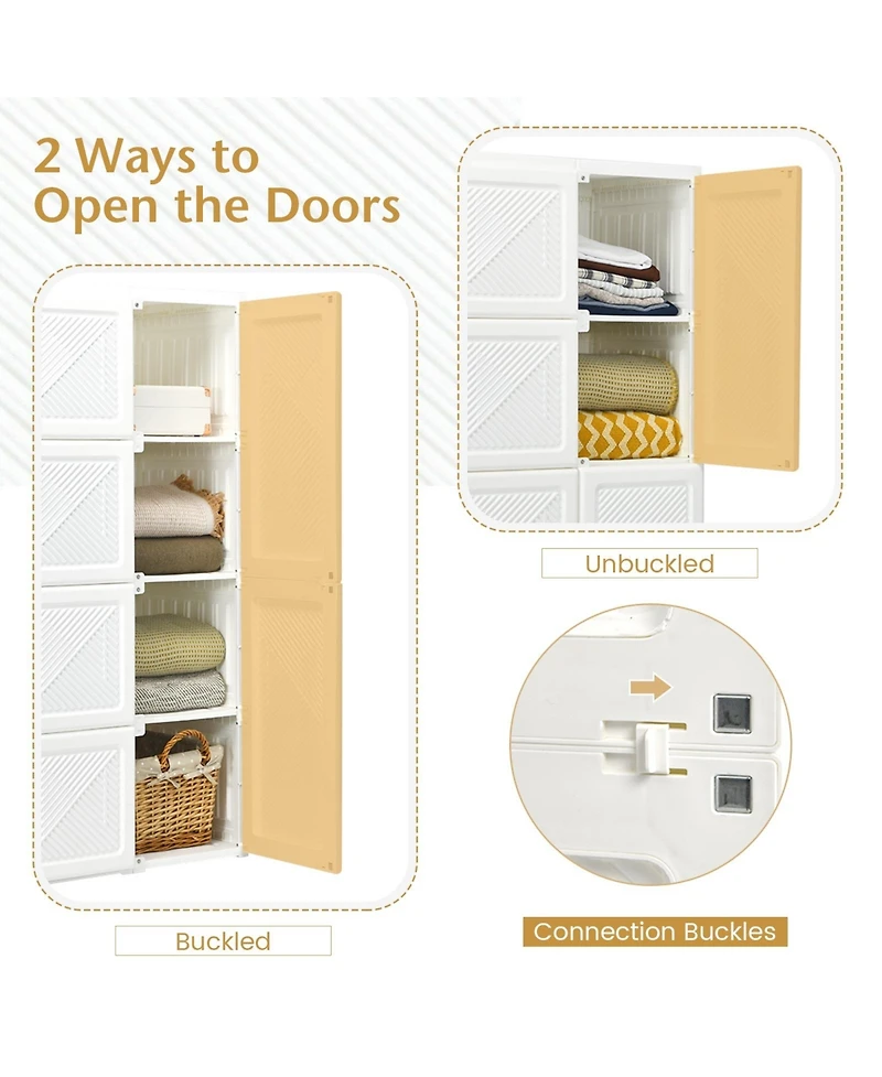Foldable Armoire Wardrobe Closet with 8 Cubby Storage