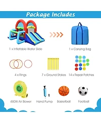 Sugift Inflatable Jumping Castle Bounce House with Dual Slides and 480W Blower