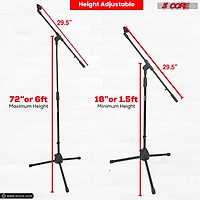 5 Core Microphone Stand Pair Floor Height Adjustable w Telescoping Boom Arm