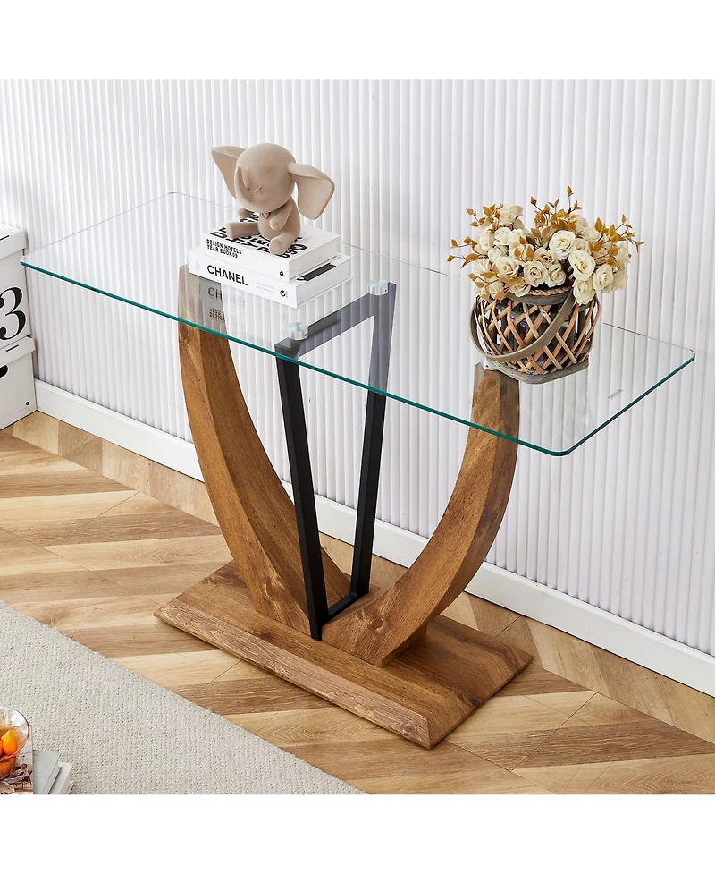 Streamdale Durable Tempered Glass Tabletop with Solid Base, Easy to Assemble