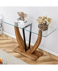 Streamdale Durable Tempered Glass Tabletop with Solid Base, Easy to Assemble