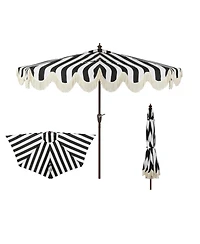 Jonathan Y 9ft Half Market Umbrella, Scalloped Fringe, Crank, Button Tilt, Uv Protection