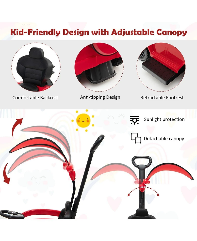 3-In-1 Kids Ride on Mercedes Benz G350 Push Car with Canopy