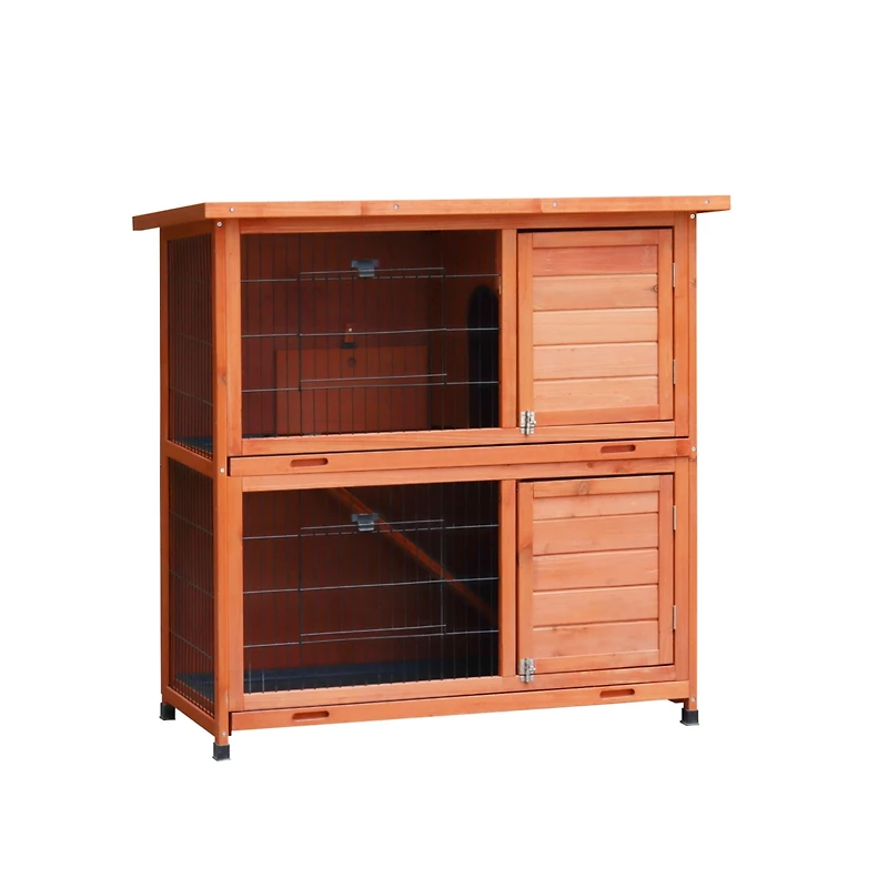Streamdale 2-Story Outdoor Rabbit Hutch with Run & Removable Trays
