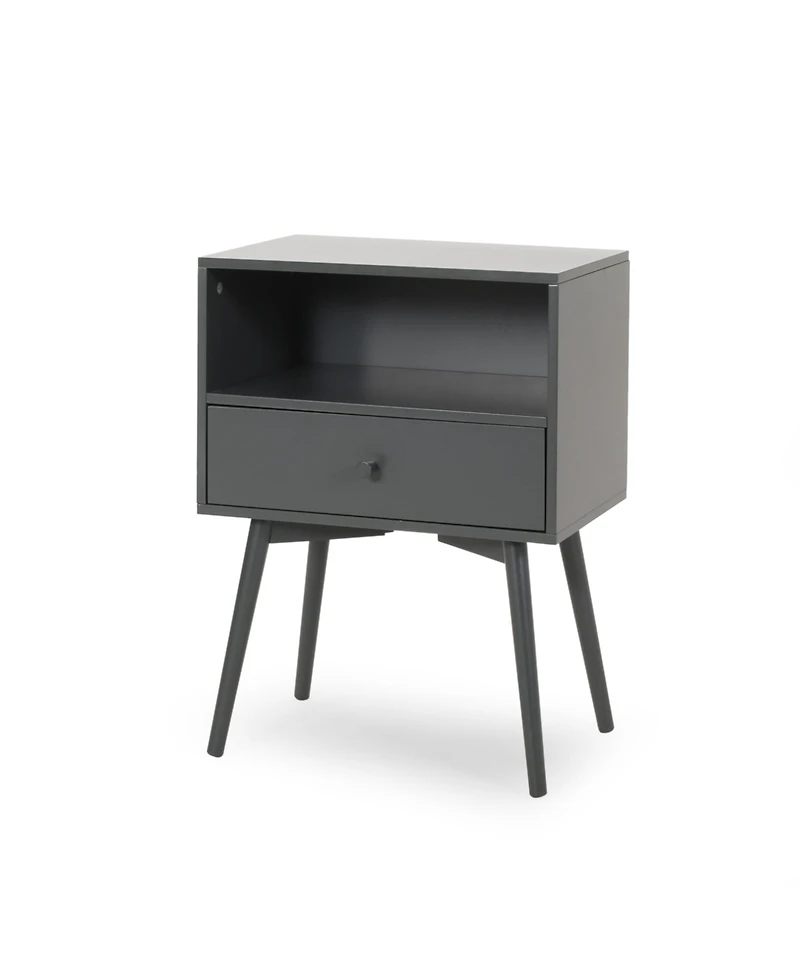 Streamdale Mid-Century Modern Side Table with Drawer and Open Shelf Storage
