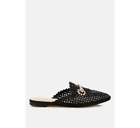 Roboma Metallic Woven Diamante Mules