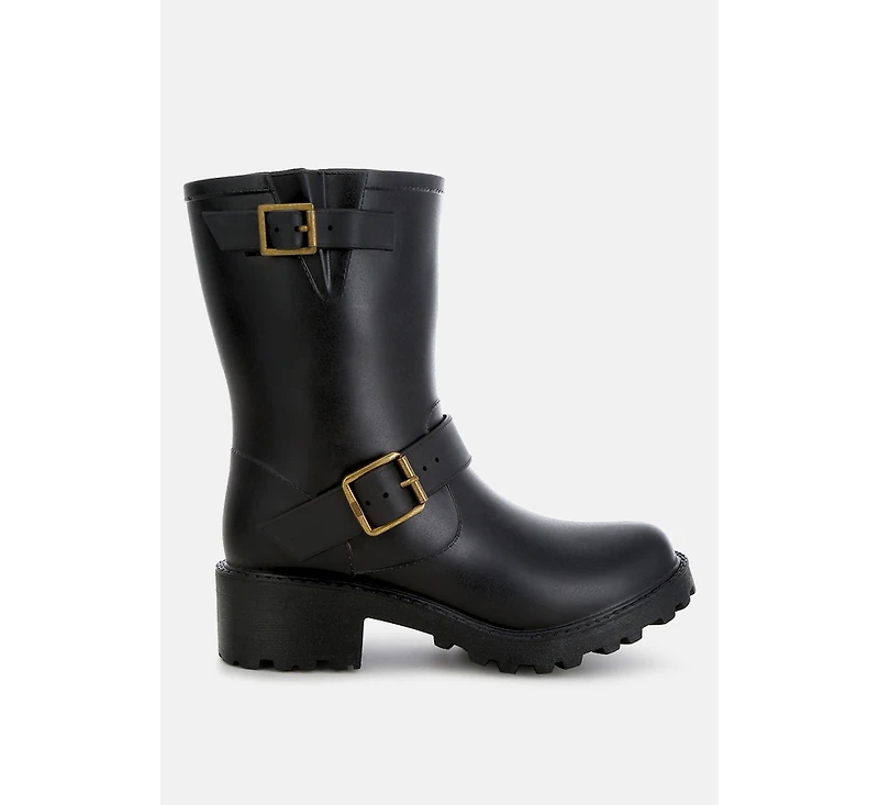 Anong Harness Detail Calf Boots Women
