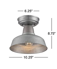 John Timberland Urban Barn Rustic Industrial Farmhouse Semi Flush Mount Outdoor Ceiling Light Galvanized Metal 8 3/4" for Post Exterior Barn Deck