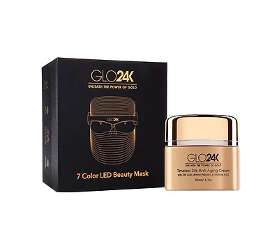 GLO24K 7 Color Led Beauty Mask + 24k Timeless Anti-Aging Cream.