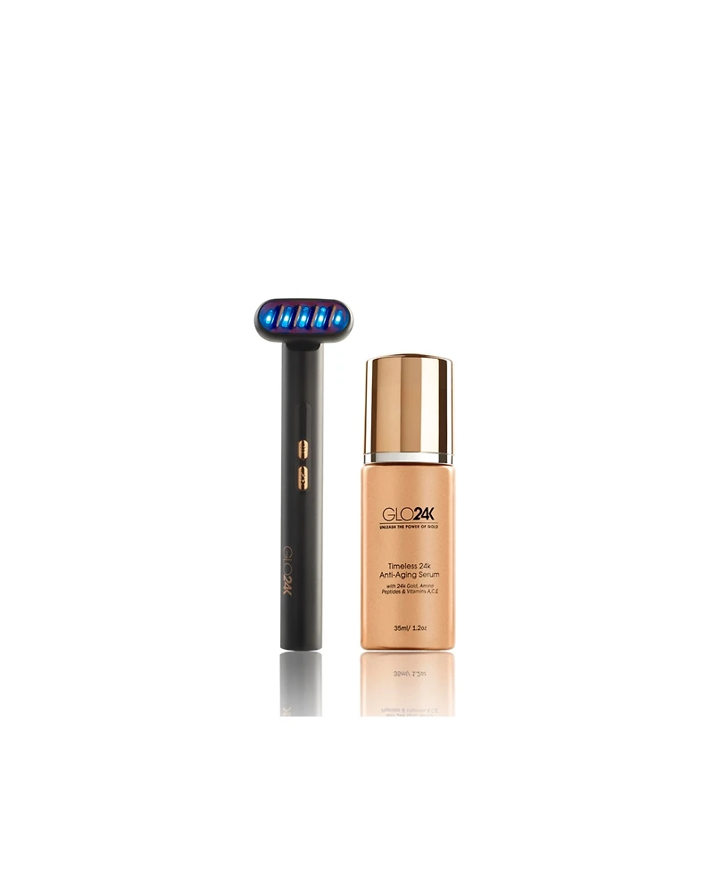 GLO24K 6-in-1 Beauty Therapy Wand for the Face, Eyes & Neck and Timeless 24k Anti-Aging Serum