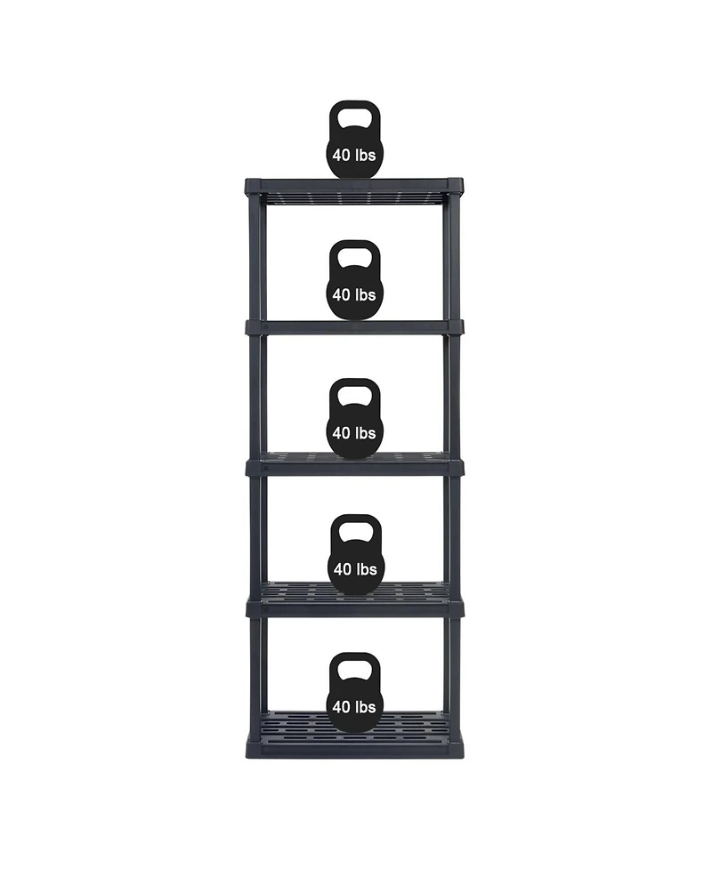 Iris Usa 5-Tier Shelving Unit, 64" Fixed Height, Medium Storage Organizer Shelf for Home, Garage, Basement, Shed and Laundry Room, 24"L x 12"W x 64"H,