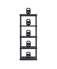 Iris Usa 5-Tier Shelving Unit, 64" Fixed Height, Medium Storage Organizer Shelf for Home, Garage, Basement, Shed and Laundry Room, 24"L x 12"W x 64"H,