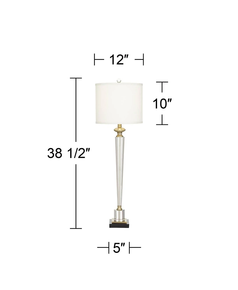 Vienna Full Spectrum Lana Modern Table Lamp 38 1/2" Tall Clear Crystal Glass Column White Drum Shade for Bedroom Living Room Bedside Nightstand O