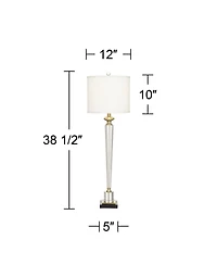 Vienna Full Spectrum Lana Modern Table Lamp 38 1/2" Tall Clear Crystal Glass Column White Drum Shade for Bedroom Living Room Bedside Nightstand O