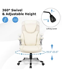 Skonyon Ergonomic Office Pu Leather Executive Chair with Flip-up Armrests and Rocking Function