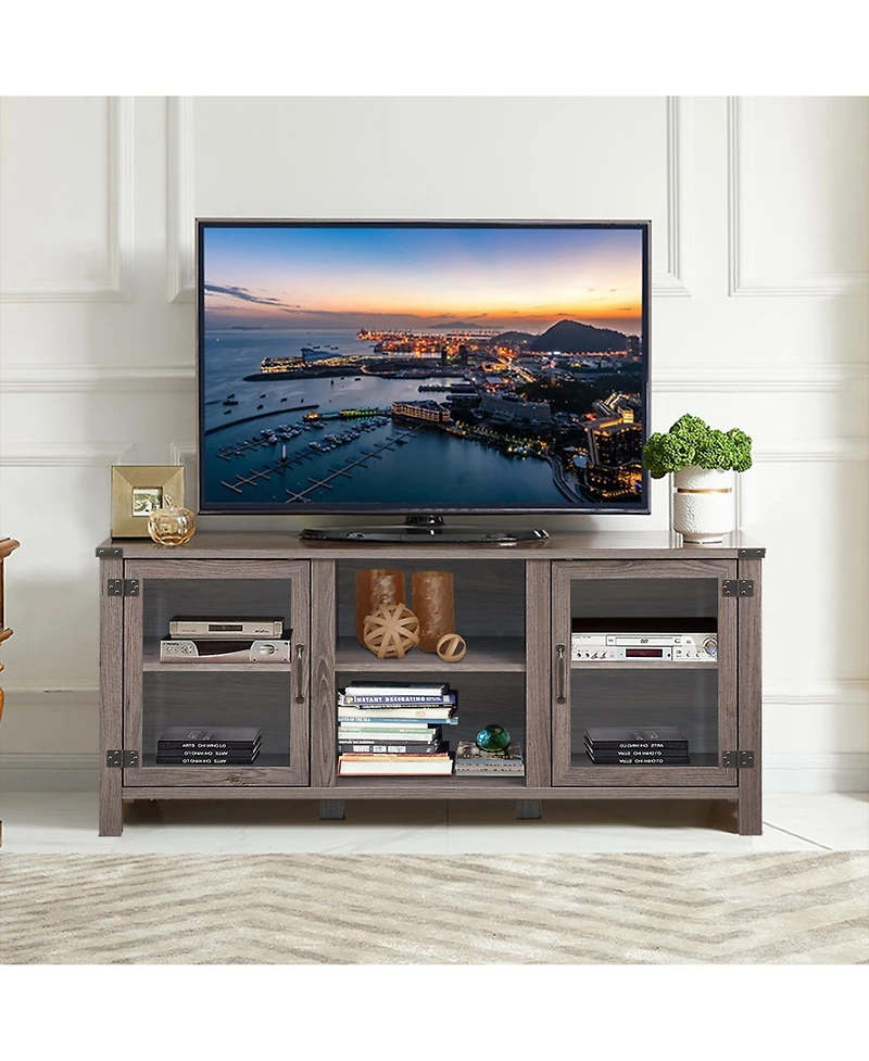 Gymax Tv Stand Entertainment Center for Tv's up to 65'' w/ Storage Cabinets Deep Taupe