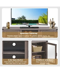Gymax Tv Stand Entertainment Center for Tv's up to 65'' w/ Storage Cabinets Deep Taupe