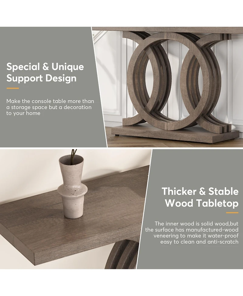 Tribesigns 55 inches Console Table with Unique Base, Farmhouse Hallway Table, Wooden Entryway Modern Sofa for Living Room, Long Ac