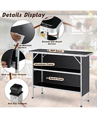 Sugift Folding Camping Table with 2-Tier Open Shelves for Outdoor Bbq