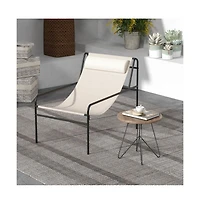Sugift Patio Sling Lounge Chair with Removable Headrest Pillow and Metal Frame