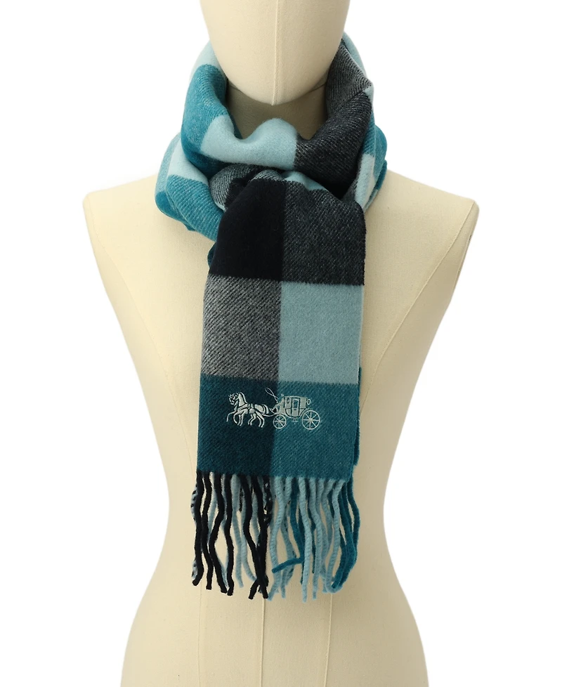 Coach Women's Wool Checkered Fringe-Trim Scarf