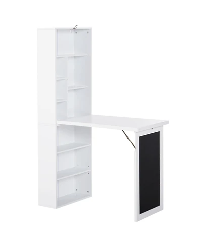 Homcom Convertible Desk with board & Shelf Multi-Function Table,