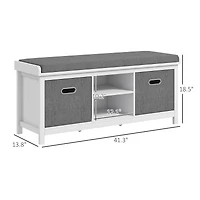 Homcom Storage Shoe Bench with Cushion, Fabric Drawers for Entryway,