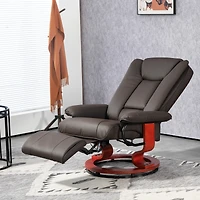 Homcom Swivel Recliner Chair w/ Footrest, Pu Leather Reclining Chair, Black