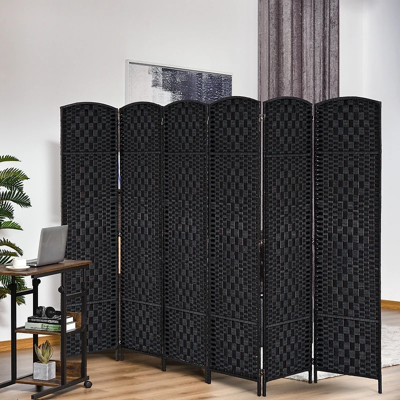 Homcom 6 Weave Panel Room Divider Privacy Folding Screen Diamond Decor Black