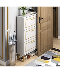 Tribesigns Shoe Storage Cabinet with 3 Flip Drawers, Freestanding Shoes Organizer with Metal Legs for Entryway, Narrow Shoe Rack Cabinets