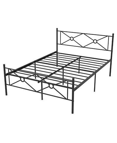 Sugift Full/Queen Metal Platform Bed Frame with Headboard and Footboard