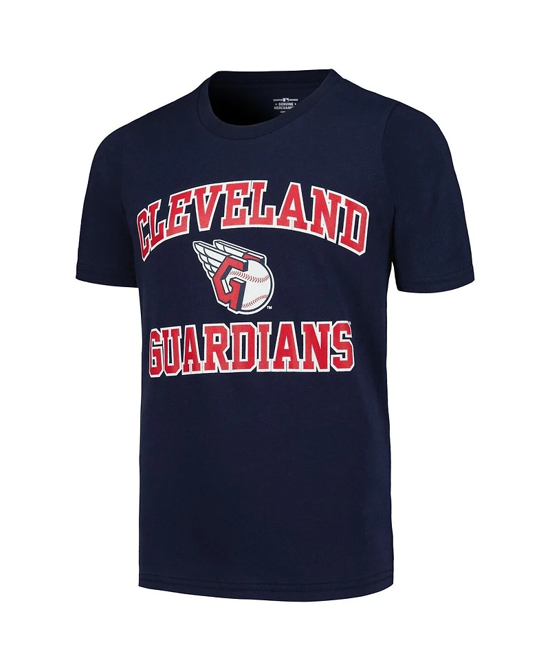 Outerstuff Big Boys and Girls Navy Cleveland Guardians Heart Soul T-Shirt