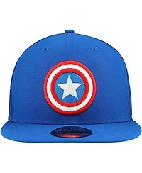 New Era Men's Blue Captain America 9FIFTY Snapback Trucker Hat