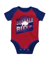 Mitchell & Ness Baby Boys and Girls Red/Royal Buffalo Bills Throwback Big Score Bodysuit, Bib Bootie Set