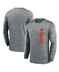Nike Men's Heather Gray Clemson Tigers 2024 Sideline Velocity Performance Long Sleeve T-Shirt