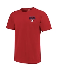 Image One Women's Red Ole Miss Rebels Comfort Colors Checkered Mascot T-Shirt